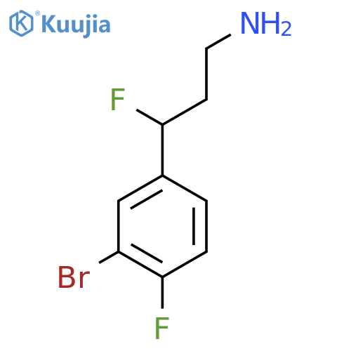 3-(3-bromo-4-fluorophenyl)-3-fluoropropan-1-amine structure