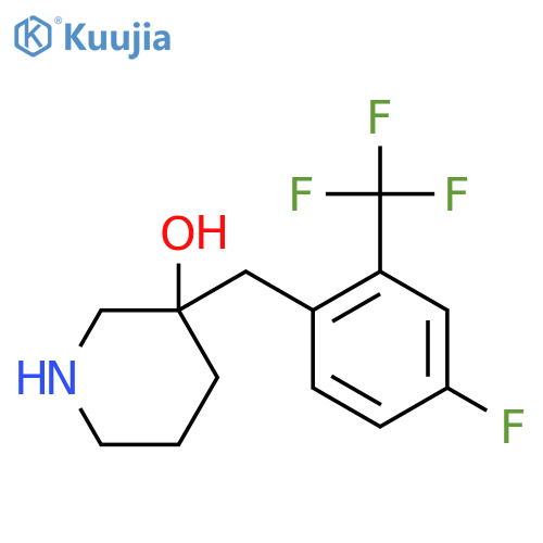 3-{4-fluoro-2-(trifluoromethyl)phenylmethyl}piperidin-3-ol structure