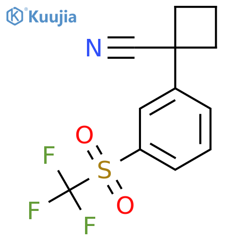 1-(3-trifluoromethanesulfonylphenyl)cyclobutane-1-carbonitrile structure