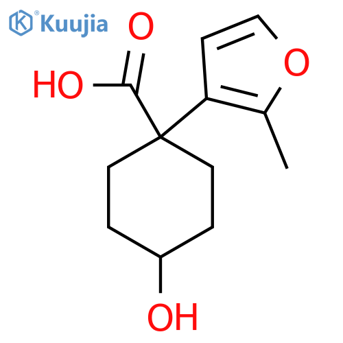 4-hydroxy-1-(2-methylfuran-3-yl)cyclohexane-1-carboxylic acid structure