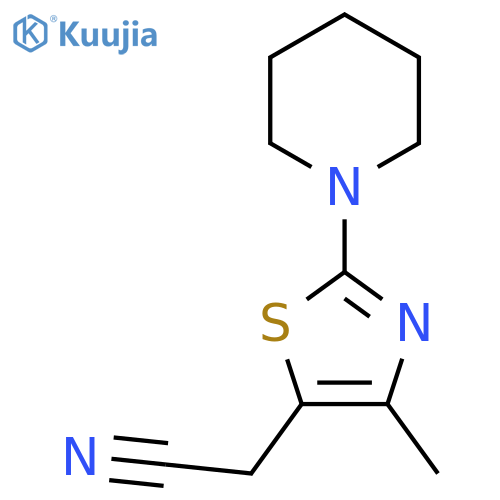 2-4-methyl-2-(piperidin-1-yl)-1,3-thiazol-5-ylacetonitrile structure