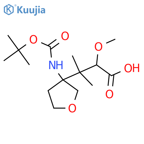 3-(3-{(tert-butoxy)carbonylamino}oxolan-3-yl)-2-methoxy-3-methylbutanoic acid structure