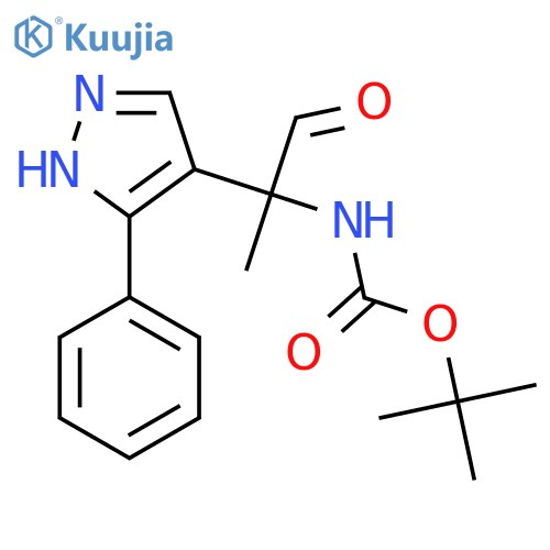 tert-butyl N-[1-oxo-2-(3-phenyl-1H-pyrazol-4-yl)propan-2-yl]carbamate structure