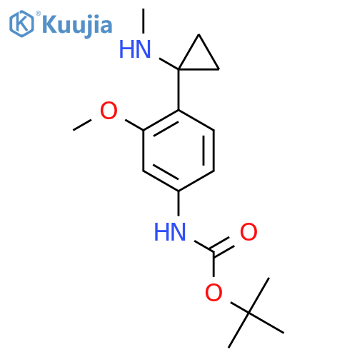 tert-butyl N-{3-methoxy-4-1-(methylamino)cyclopropylphenyl}carbamate structure