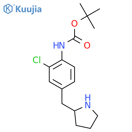 tert-butyl N-{2-chloro-4-[(pyrrolidin-2-yl)methyl]phenyl}carbamate structure