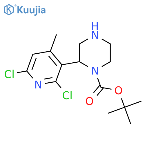 tert-butyl 2-(2,6-dichloro-4-methylpyridin-3-yl)piperazine-1-carboxylate structure