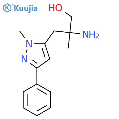 2-amino-2-methyl-3-(1-methyl-3-phenyl-1H-pyrazol-5-yl)propan-1-ol structure