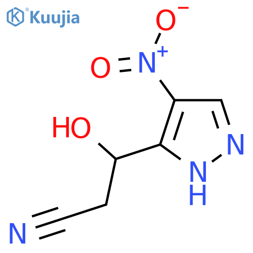 3-hydroxy-3-(4-nitro-1H-pyrazol-3-yl)propanenitrile structure