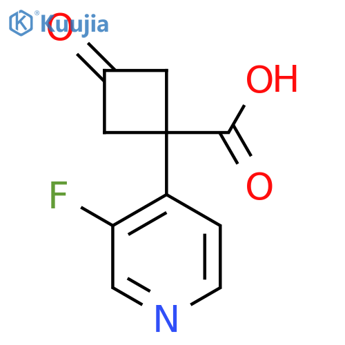 1-(3-fluoropyridin-4-yl)-3-oxocyclobutane-1-carboxylic acid structure