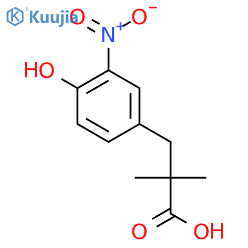 3-(4-hydroxy-3-nitrophenyl)-2,2-dimethylpropanoic acid structure