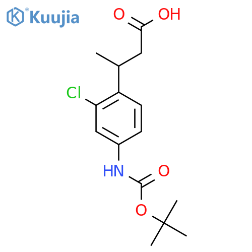 3-(4-{(tert-butoxy)carbonylamino}-2-chlorophenyl)butanoic acid structure