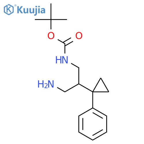 tert-butyl N-3-amino-2-(1-phenylcyclopropyl)propylcarbamate structure