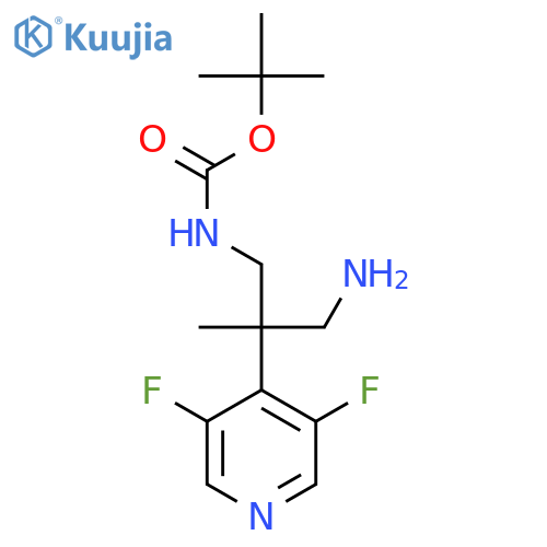 tert-butyl N-3-amino-2-(3,5-difluoropyridin-4-yl)-2-methylpropylcarbamate structure