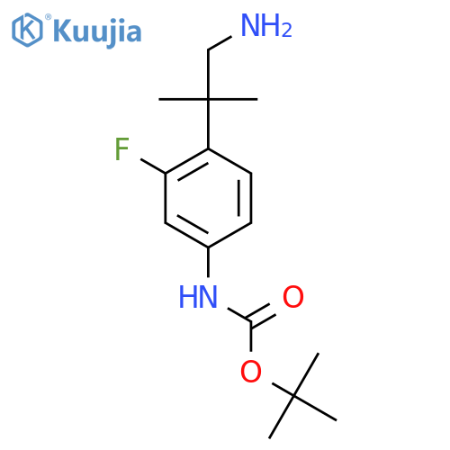 tert-butyl N-4-(1-amino-2-methylpropan-2-yl)-3-fluorophenylcarbamate structure
