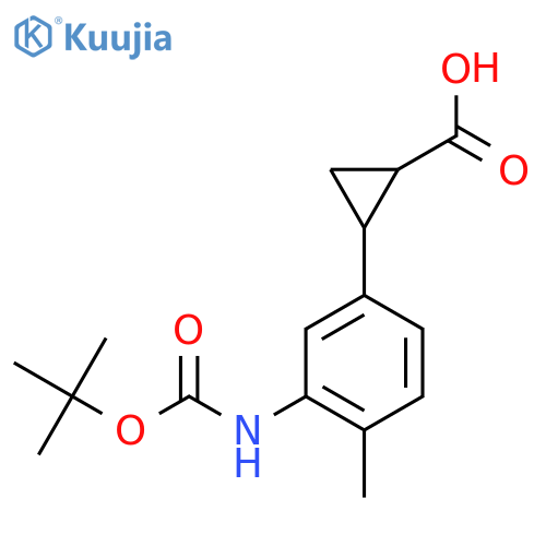2-(3-{(tert-butoxy)carbonylamino}-4-methylphenyl)cyclopropane-1-carboxylic acid structure