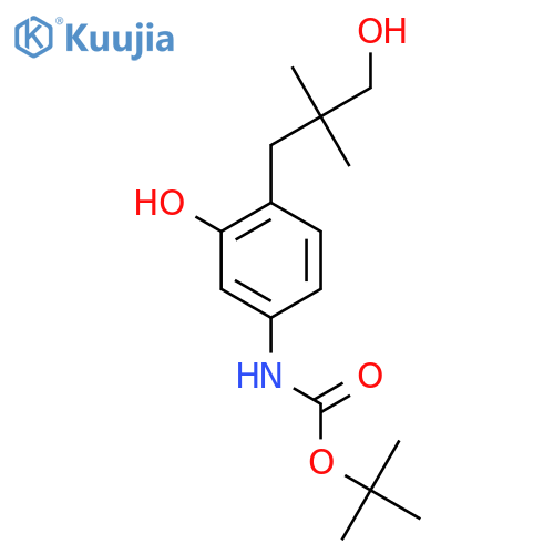 tert-butyl N-3-hydroxy-4-(3-hydroxy-2,2-dimethylpropyl)phenylcarbamate structure