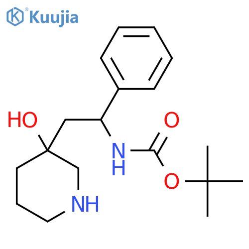 tert-butyl N-[2-(3-hydroxypiperidin-3-yl)-1-phenylethyl]carbamate structure