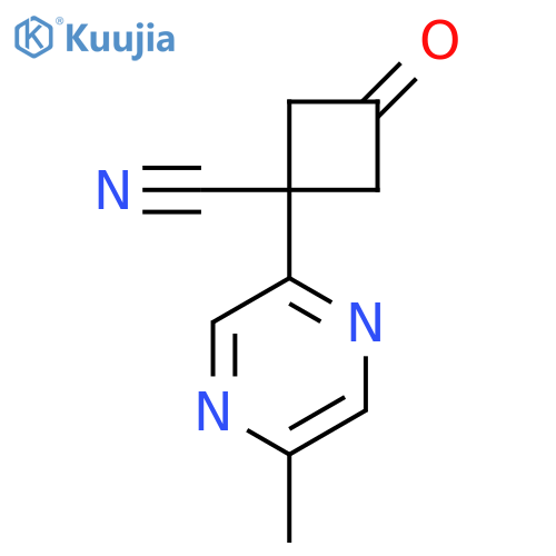 1-(5-methylpyrazin-2-yl)-3-oxocyclobutane-1-carbonitrile structure