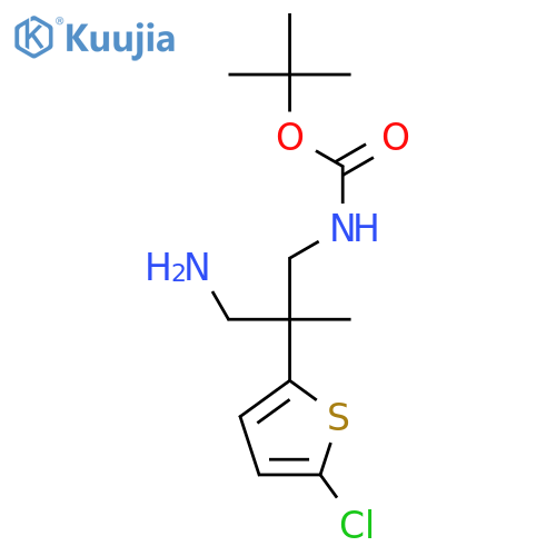 tert-butyl N-3-amino-2-(5-chlorothiophen-2-yl)-2-methylpropylcarbamate structure