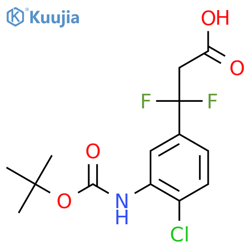 3-(3-{(tert-butoxy)carbonylamino}-4-chlorophenyl)-3,3-difluoropropanoic acid structure