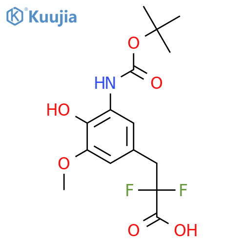 3-(3-{(tert-butoxy)carbonylamino}-4-hydroxy-5-methoxyphenyl)-2,2-difluoropropanoic acid structure
