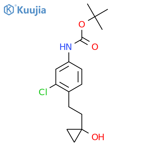 tert-butyl N-{3-chloro-4-2-(1-hydroxycyclopropyl)ethylphenyl}carbamate structure