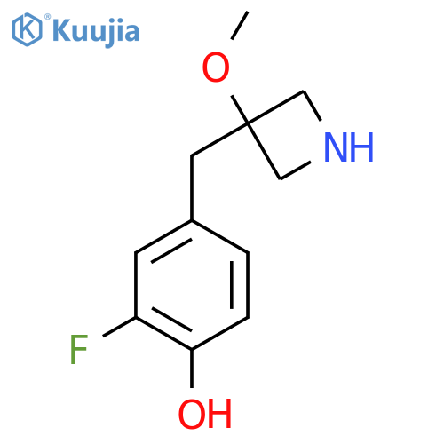 2-fluoro-4-(3-methoxyazetidin-3-yl)methylphenol structure