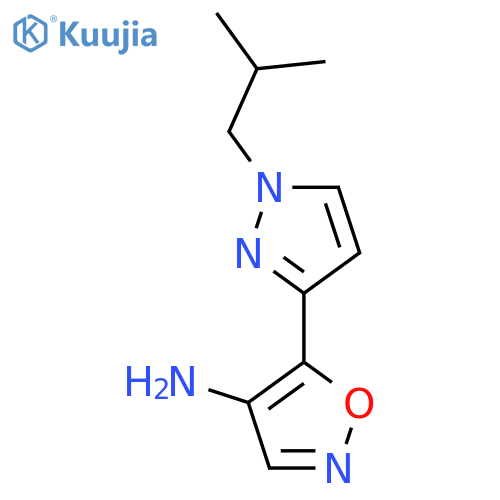 5-1-(2-methylpropyl)-1H-pyrazol-3-yl-1,2-oxazol-4-amine structure
