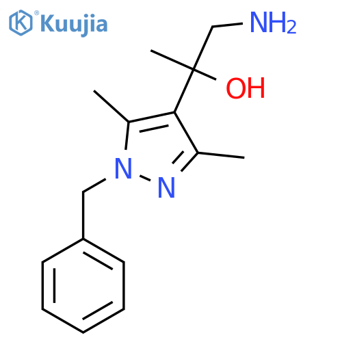 1-amino-2-(1-benzyl-3,5-dimethyl-1H-pyrazol-4-yl)propan-2-ol structure