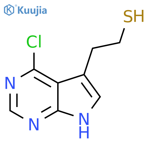 2-{4-chloro-7H-pyrrolo2,3-dpyrimidin-5-yl}ethane-1-thiol structure
