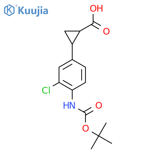 2-(4-{(tert-butoxy)carbonylamino}-3-chlorophenyl)cyclopropane-1-carboxylic acid structure