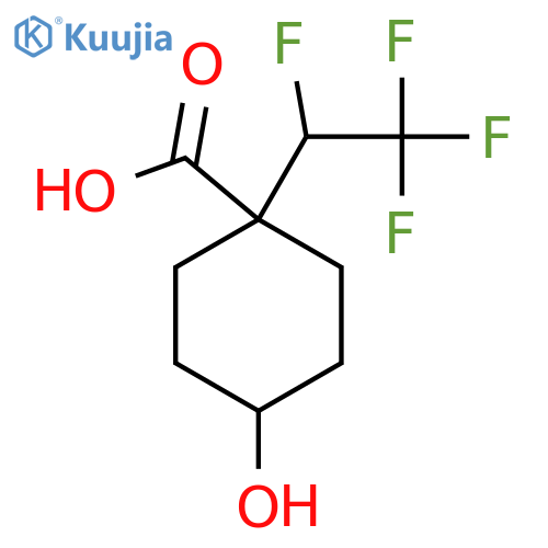 4-hydroxy-1-(1,2,2,2-tetrafluoroethyl)cyclohexane-1-carboxylic acid structure