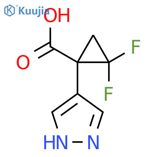 2,2-difluoro-1-(1H-pyrazol-4-yl)cyclopropane-1-carboxylic acid structure