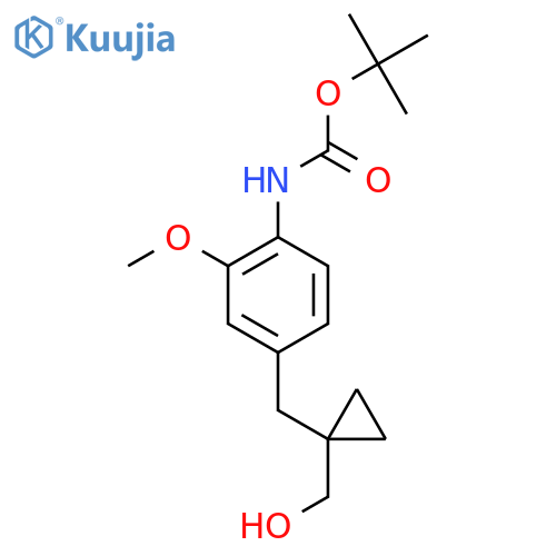 tert-butyl N-(4-{1-(hydroxymethyl)cyclopropylmethyl}-2-methoxyphenyl)carbamate structure