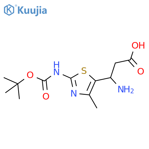 3-amino-3-(2-{(tert-butoxy)carbonylamino}-4-methyl-1,3-thiazol-5-yl)propanoic acid structure