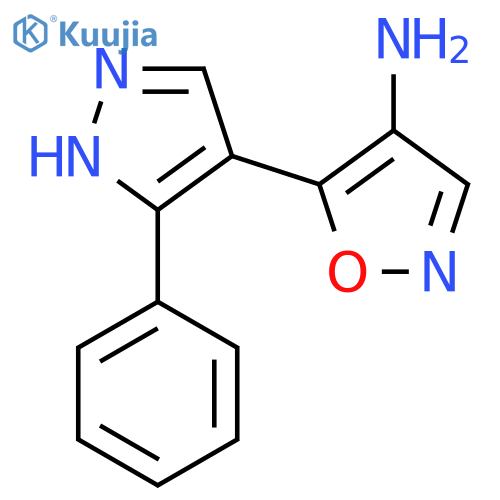 5-(3-phenyl-1H-pyrazol-4-yl)-1,2-oxazol-4-amine structure