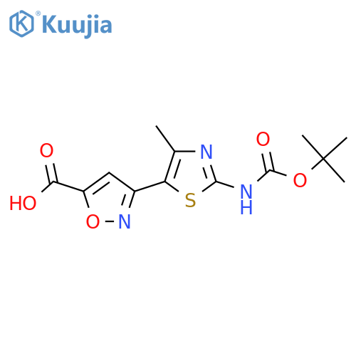 3-(2-{[(Tert-butoxy)carbonyl]amino}-4-methyl-1,3-thiazol-5-yl)-1,2-oxazole-5-carboxylic acid structure