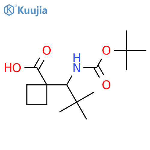 1-(1-{(tert-butoxy)carbonylamino}-2,2-dimethylpropyl)cyclobutane-1-carboxylic acid structure