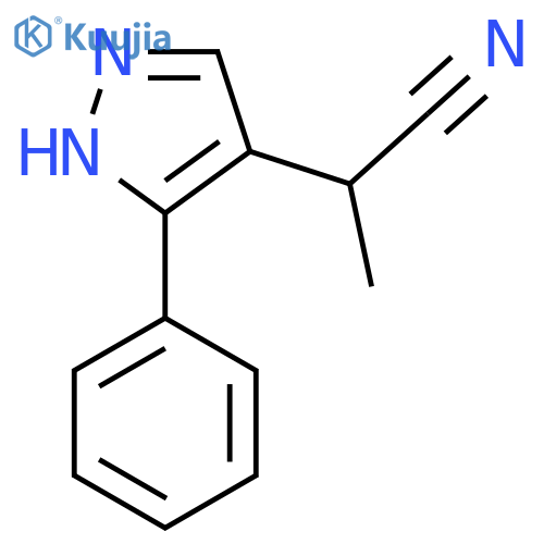 2-(3-phenyl-1H-pyrazol-4-yl)propanenitrile structure