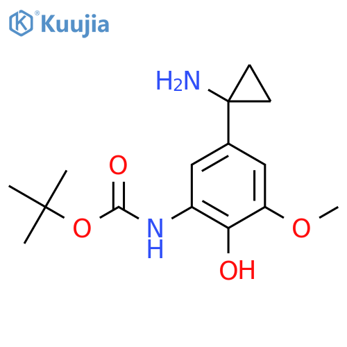 tert-butyl N-5-(1-aminocyclopropyl)-2-hydroxy-3-methoxyphenylcarbamate structure