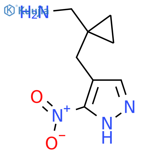 {1-(3-nitro-1H-pyrazol-4-yl)methylcyclopropyl}methanamine structure