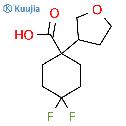 4,4-difluoro-1-(oxolan-3-yl)cyclohexane-1-carboxylic acid structure