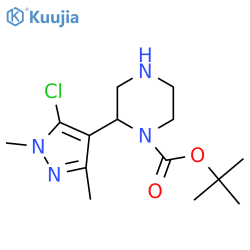 tert-butyl 2-(5-chloro-1,3-dimethyl-1H-pyrazol-4-yl)piperazine-1-carboxylate structure
