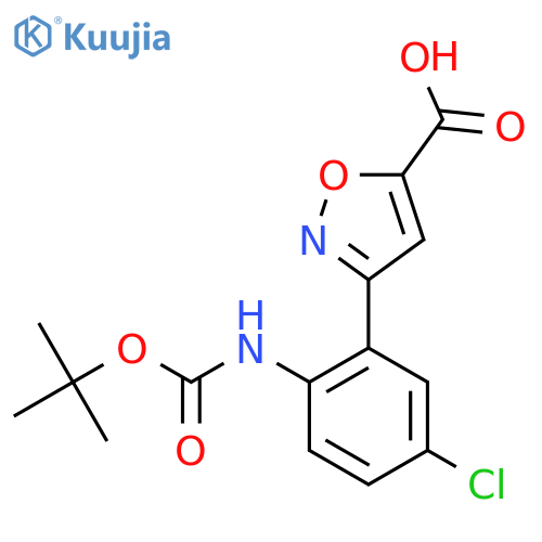 3-(2-{(tert-butoxy)carbonylamino}-5-chlorophenyl)-1,2-oxazole-5-carboxylic acid structure
