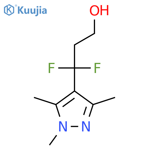 3,3-difluoro-3-(trimethyl-1H-pyrazol-4-yl)propan-1-ol structure