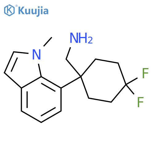 4,4-difluoro-1-(1-methyl-1H-indol-7-yl)cyclohexylmethanamine structure