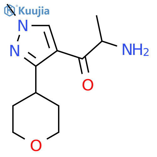 2-amino-1-1-methyl-3-(oxan-4-yl)-1H-pyrazol-4-ylpropan-1-one structure