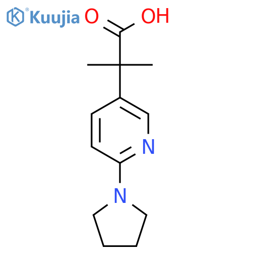 2-methyl-2-6-(pyrrolidin-1-yl)pyridin-3-ylpropanoic acid structure