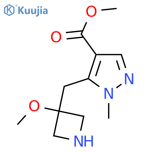 methyl 5-(3-methoxyazetidin-3-yl)methyl-1-methyl-1H-pyrazole-4-carboxylate structure