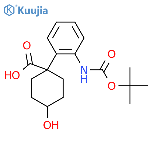 1-(2-{(tert-butoxy)carbonylamino}phenyl)-4-hydroxycyclohexane-1-carboxylic acid structure